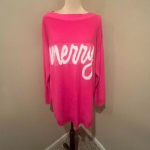Astrologie Barbie Pink 'Merry' Oversized Boat Neck Sweater, size XXL